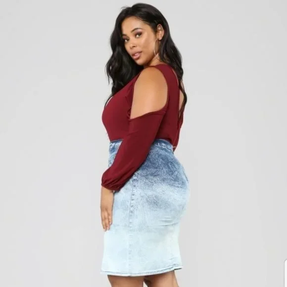 Fashion Nova Pencil Skirt Womens Size1X Stretch Acid Wash Mini Length NEW - Picture 2 of 12